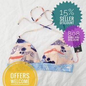 BNWT Roxy Fixed Tri Top (L) in Pale Dogwood